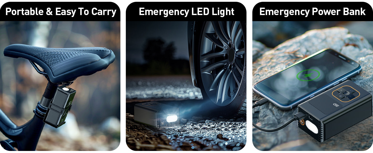 Ripom portable unit is easy to carry. It functions as an emergency LED light and an emergency power bank for your phone.